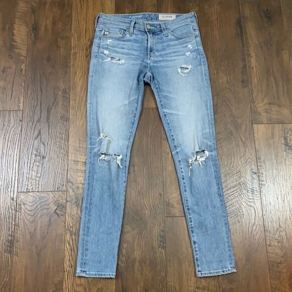AG Adriano Goldschmied The Legging Ankle Super Skinny Ankle Distressed Jeans - Picture 1 of 5